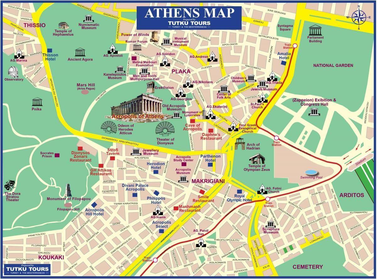 карта достопримечательностей Афин