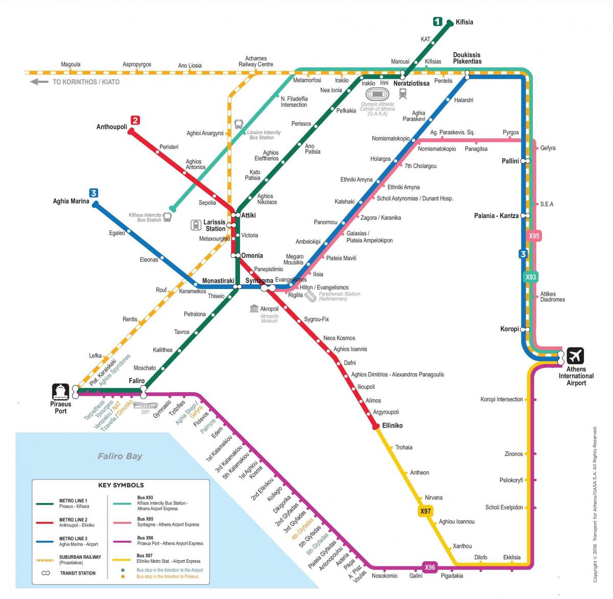 карта станций метро Афин